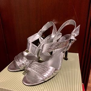 Leather silver women’s shoes